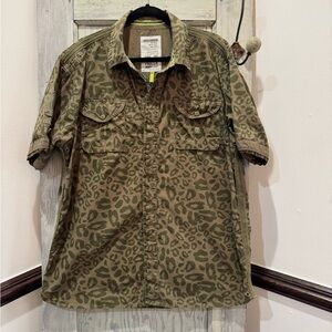 Parish Nation 2006 Green Army Camo Short Sleeve Shirt Men's Patches Logo xxl